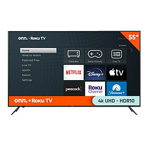 $218 onn. 55” Class 4K UHD (2160P) LED Roku Smart Television HDR Free Shipping