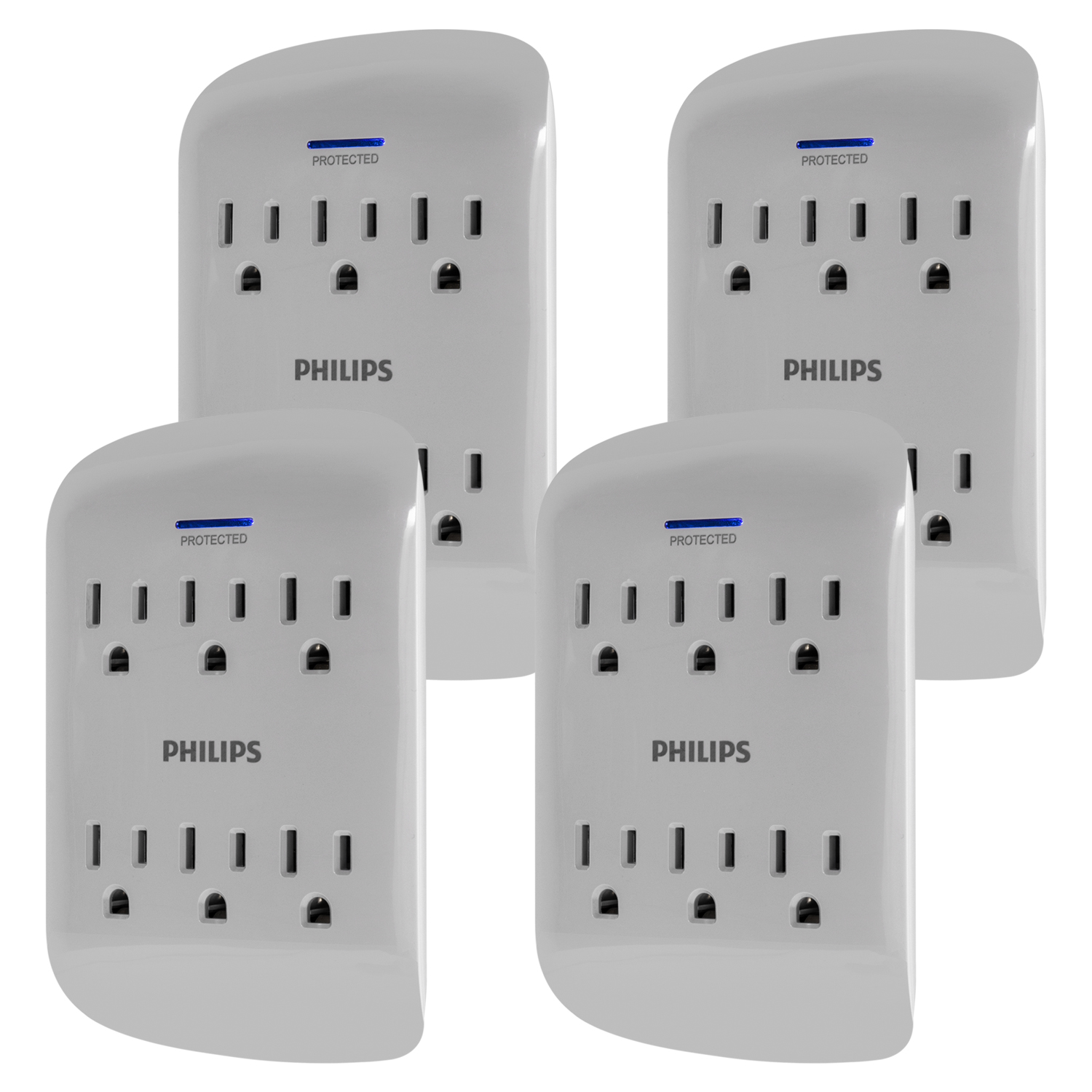 4-Pack of 6-Outlet Philips Extender Surge Protector Wall Tap with 900 Joules for $20 + free shipping on $25+ or Prime