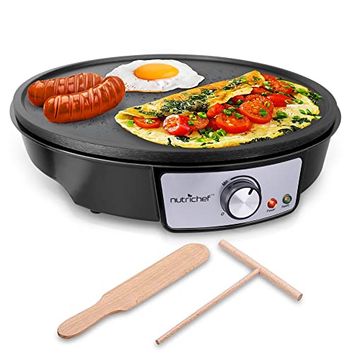 12" NutriChef Electric Griddle + Crepe Maker w/ Accessories $20 + FS w/ Prime or on $25+