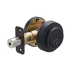 Amazon Basics 6 PACK - Contemporary Round Deadbolt Key Lock- Single Cylinder - Matte Black $44.99