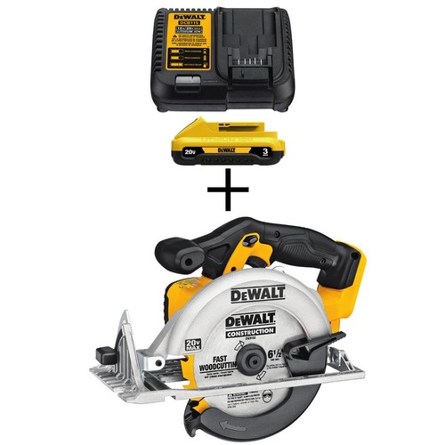 20-Volt MAX Lithium-Ion Cordless 6-1/2 in. Circular Saw (Tool-Only) with Bonus Battery Pack 3.0Ah and Charger $129