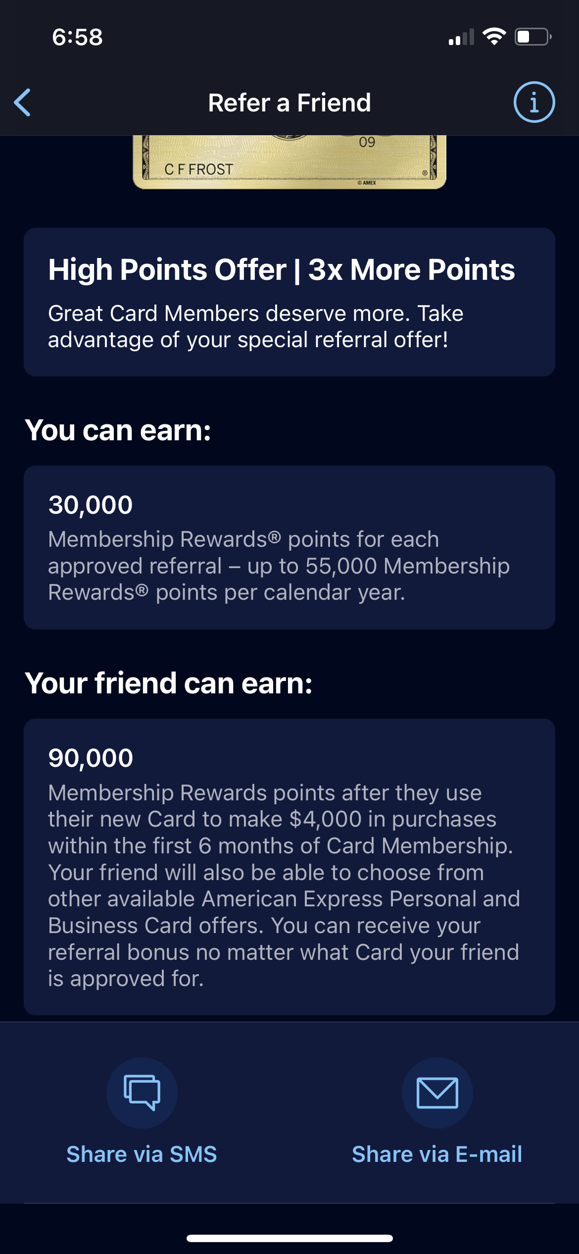 Amex Gold Refer a Friend. You get 30k they get 90k in points YMMV