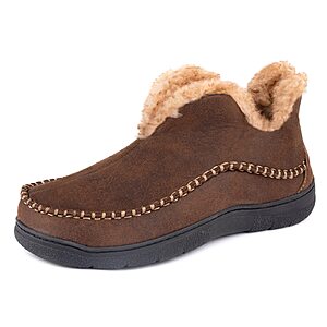 Wishcotton Men's Moccasin Bootie Slippers With Cozy Memory Foam, Winter Warm Fuzzy Indoor Outdoor House Shoes  Lighting deal $  20.15 $  21.71