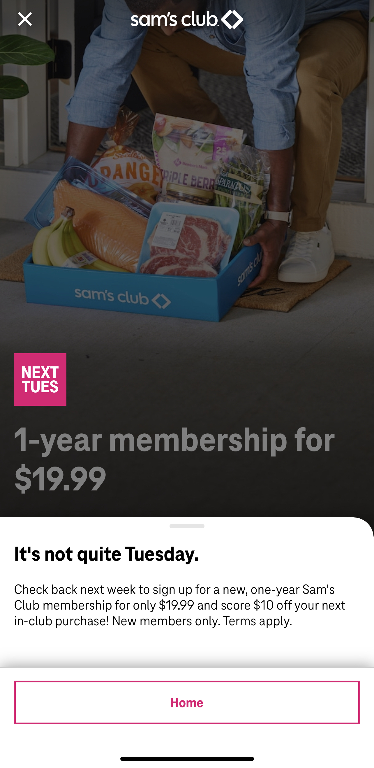This T-Mobile Tuesday Sam’s club 1 year membership New Members Only Plus $10 off next in-club Purchase $19.99