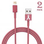 2 pack of Pink 8 Pin Lightning Cables for iPhone/iPad/iPod - $5 w/ FS ... 20% of all profit goes to Breast Cancer Research