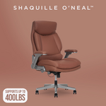 Shaq Tarvos Premium Ergonomic Big &amp; Tall Office Chair, PureSoft Upholstery with Height Adjustable and Flip-Up Arms, Cognac Brown - Walmart.com $149.00