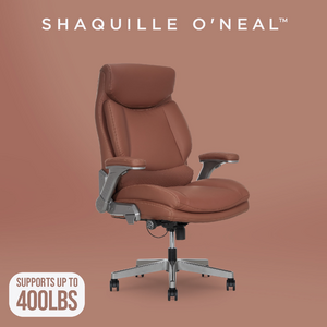 Shaq Tarvos Premium Ergonomic Big & Tall Office Chair, PureSoft Upholstery with Height Adjustable and Flip-Up Arms, Cognac Brown - Walmart.com $149.00