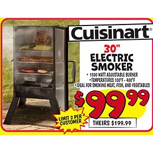 Select Ollie's Stores: Cuisinart 30" Electric Smoker $100 (In-Store Only)
