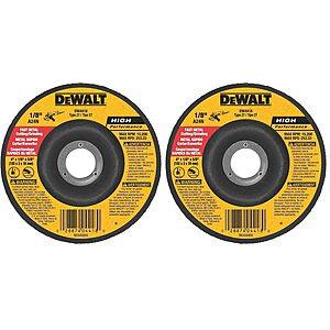 2-Pack DEWALT 4" x 1/8" x 5/8" General Purpose Metal Cutting Wheels (DW4418)