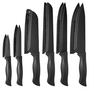 6-Pc NULAS Kitchen Knife Set w/ Covers (Black)