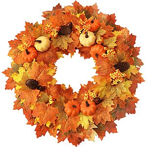 22-Inch Wironlst Fall Maple-Leaf Wreath