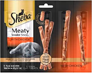 Sheba Treats Meaty Tender Sticks Soft Cat Treats Chicken Flavor, (5 Treats) 0.14 oz. Sticks (Pack of 10)$5.06