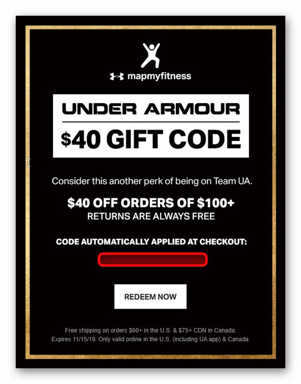Under Armour $40 OFF $100 Purchase YMMV 