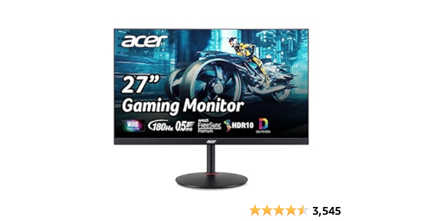 acer Nitro 27" WQHD 2560 x 1440 PC Gaming IPS Monitor | AMD FreeSync Premium | Up to 180Hz Refresh | Up to 0.5ms | DCI-P3 95% | 1 x Display Port 1.2 & 2 x HDMI 2.0 | XV27 - $199.99
