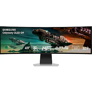 Samsung - 49" Odyssey OLED G950 DQHD 240Hz 0.03ms G-Sync Compatible Curved Smart Gaming Monitor - Silver $849.99