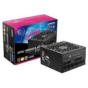 MSI MPG A850GS PCIE5, Fully Modular 850W, 80+ Gold, ATX 3.1 & PCIe 5.1 Ready + $10 Steam Gift Card $89.99