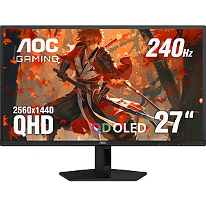AOC Q27G41ZDF - 27” QD-OLED, QHD, 240hz, G-Sync Compatible, .03ms, Gaming Monitor - Black $379.99