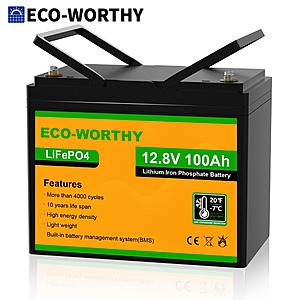 ECO-WORTHY 12V 100Ah LiFePO4 Battery with Low-Temp Charging Protection + Free Shipping .7