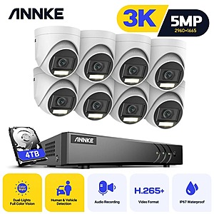 ANNKE 8CH 5MP DVR Security Camera System with 8 Outdoor Cameras 3K H.265+ IP67 $183 + Free Shipping