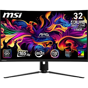 32" MSi 4K UHD 165Hz QD-OLED Curved Gaming Monitor $580 + Free S&H