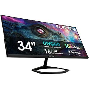 34" Sceptre Ultrawide 21:9 Quad HD 180Hz Gaming LED Monitor