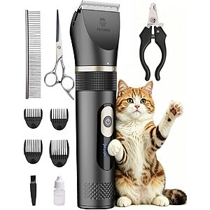 5-Pc Petimao Cat Grooming Kit w/ 5-Speed Clippers, Scissors, & More $19.80 + Free S&H