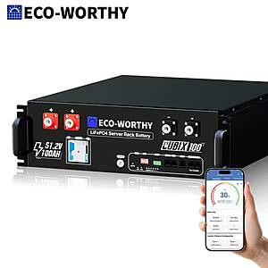 ECO-WORTHY 48V 100Ah LiFePO4 Lithium Battery W/Bluetooth UL1973 $668 + Free Shipping