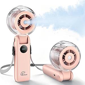 Prime: Rrtizan Handheld Misting Fan Portable Mister 5000mAh Rechargeable Foldable 3-in-1 (Pink) $13.19 + Free Shipping