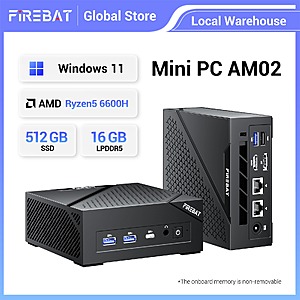 FIREBAT AM02 Mini PC Ryzen 5 6600H 16GB 512GB Win11 $275.80 + Free Shipping
