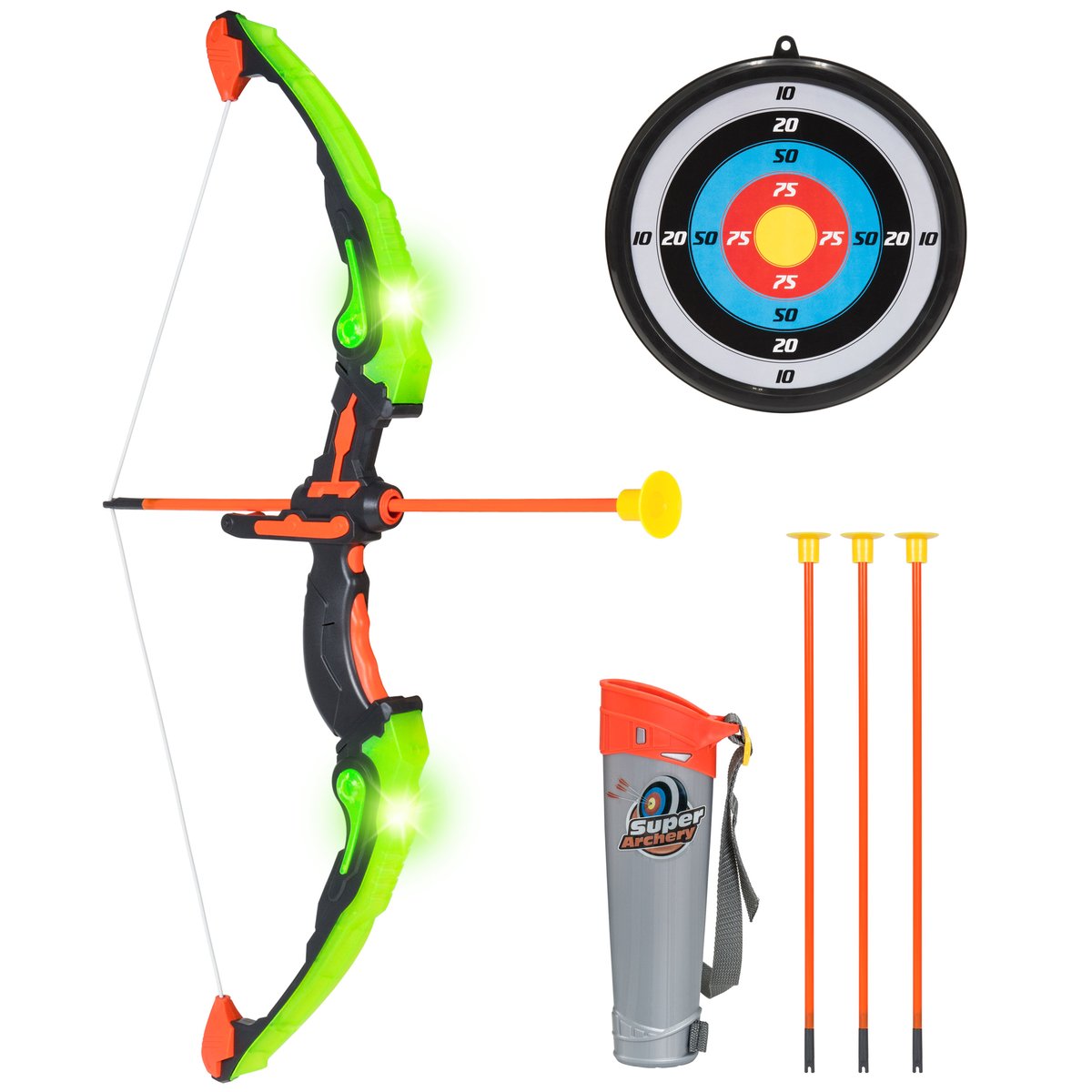 Kids 24in Light-Up Archery Toy Play Set w/ Bow, 3 Arrows, Quiver, Target $18.99