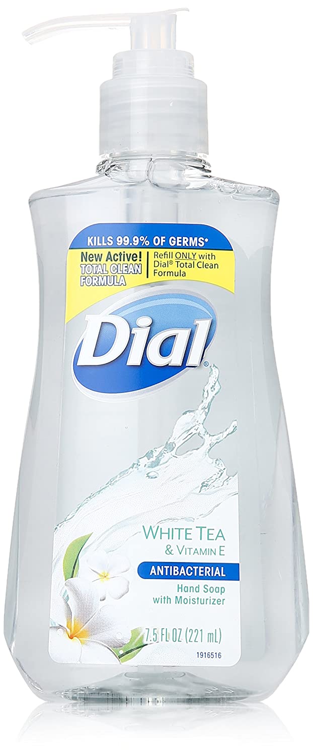 7.5oz Dial Antibacterial Liquid Hand Soap, White Tea & Vitamin E (Pack of 12) - $13.44