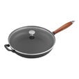 Staub euro style cast iron fry pan with lid and removable beechwood  handle - $90