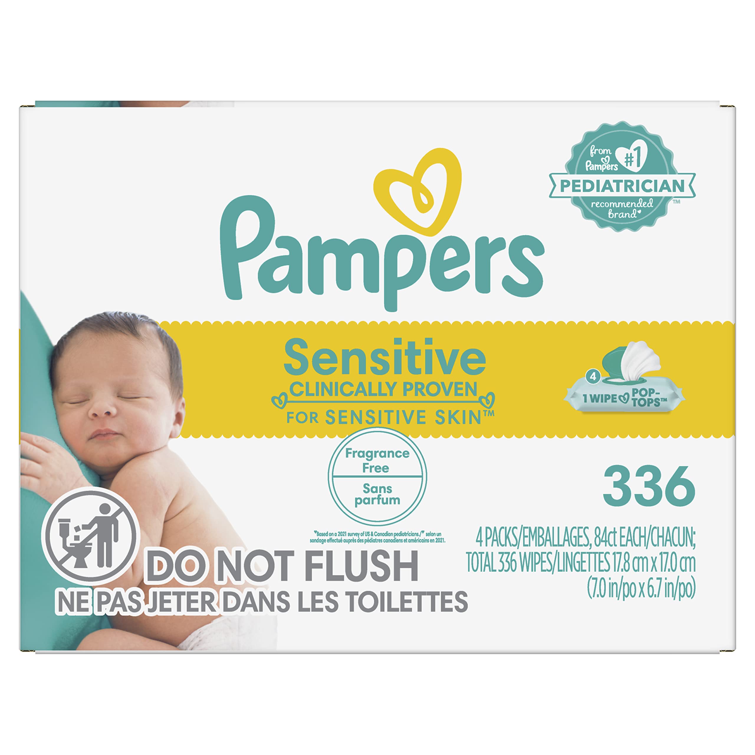 Amazon: Baby Wipes, Pampers Sensitive Water Based Baby Diaper Wipes, Hypoallergenic and Unscented, 336 Total Wipes (Packaging May Vary) - $17 AC & Multi-buy Discount