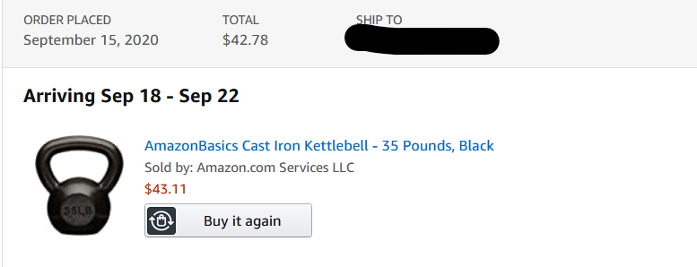 AmazonBasics Cast Iron Kettlebells [35 Pounds] $38.80 YMMV