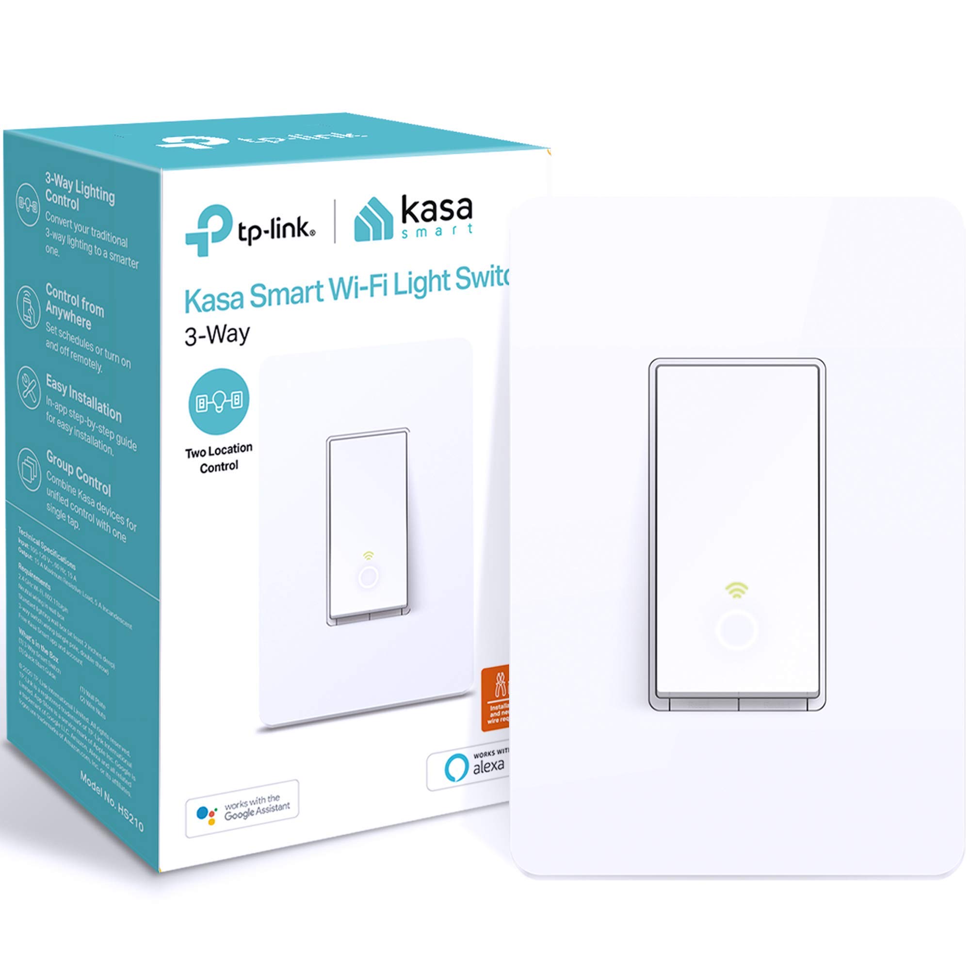 Used Kasa Smart 3 Way Switch HS210, Needs Neutral Wire, 2.4GHz Wi-Fi Light Switch works with Alexa and Google Home, UL Certified, $12.46
