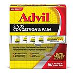 Advil Respiratory Sinus Congestion and Pain Relief Medicine &amp; Fever Reducer with Ibuprofen and Phenylephrine HCl, 50 Count Sub &amp; Save $16.96