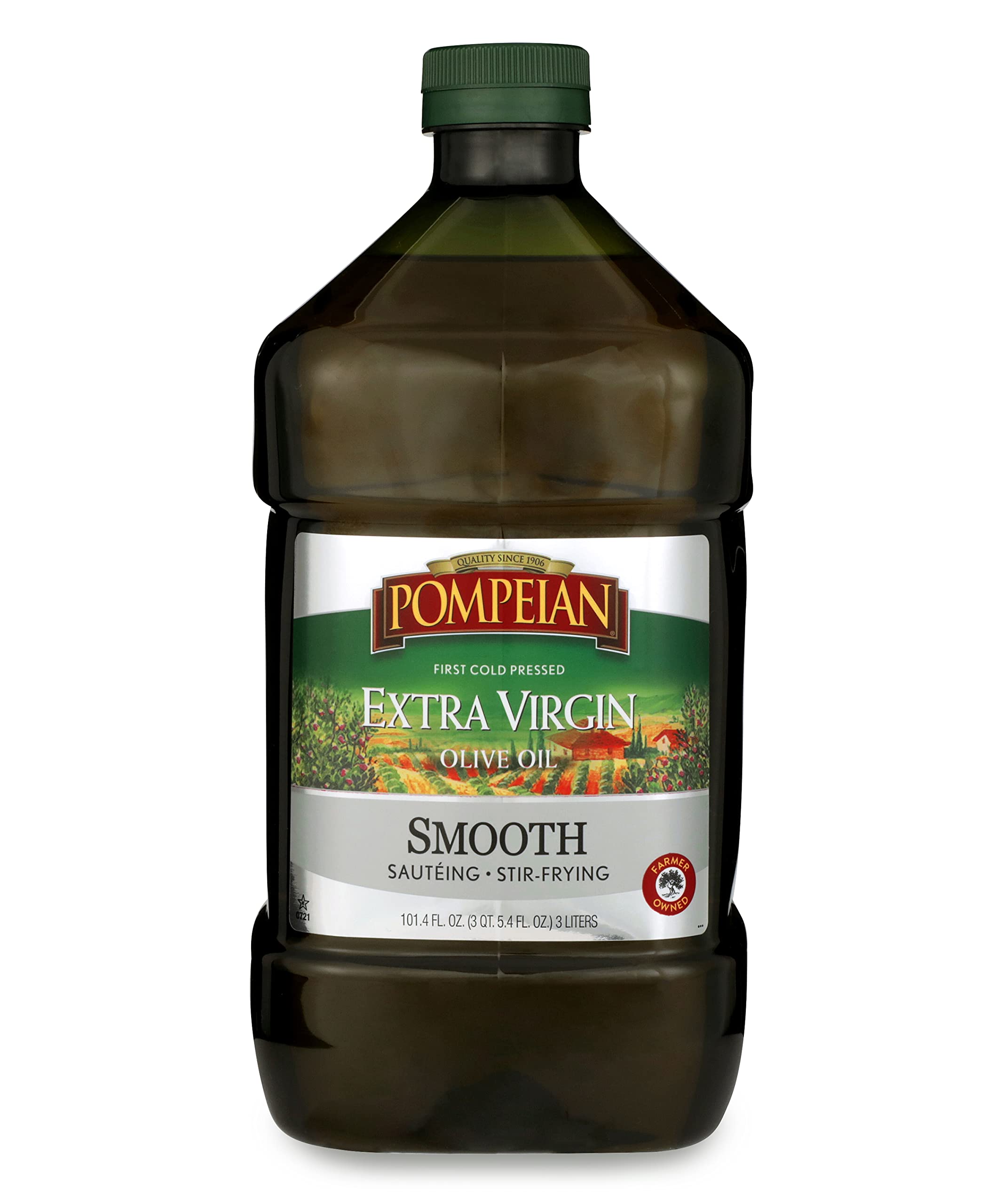 Pompeian Smooth Extra Virgin Olive Oil, First Cold Pressed, Mild and Delicate Flavor, Perfect for Sauteing and Stir-Frying,Non-GMO, 101 Fl Oz $22