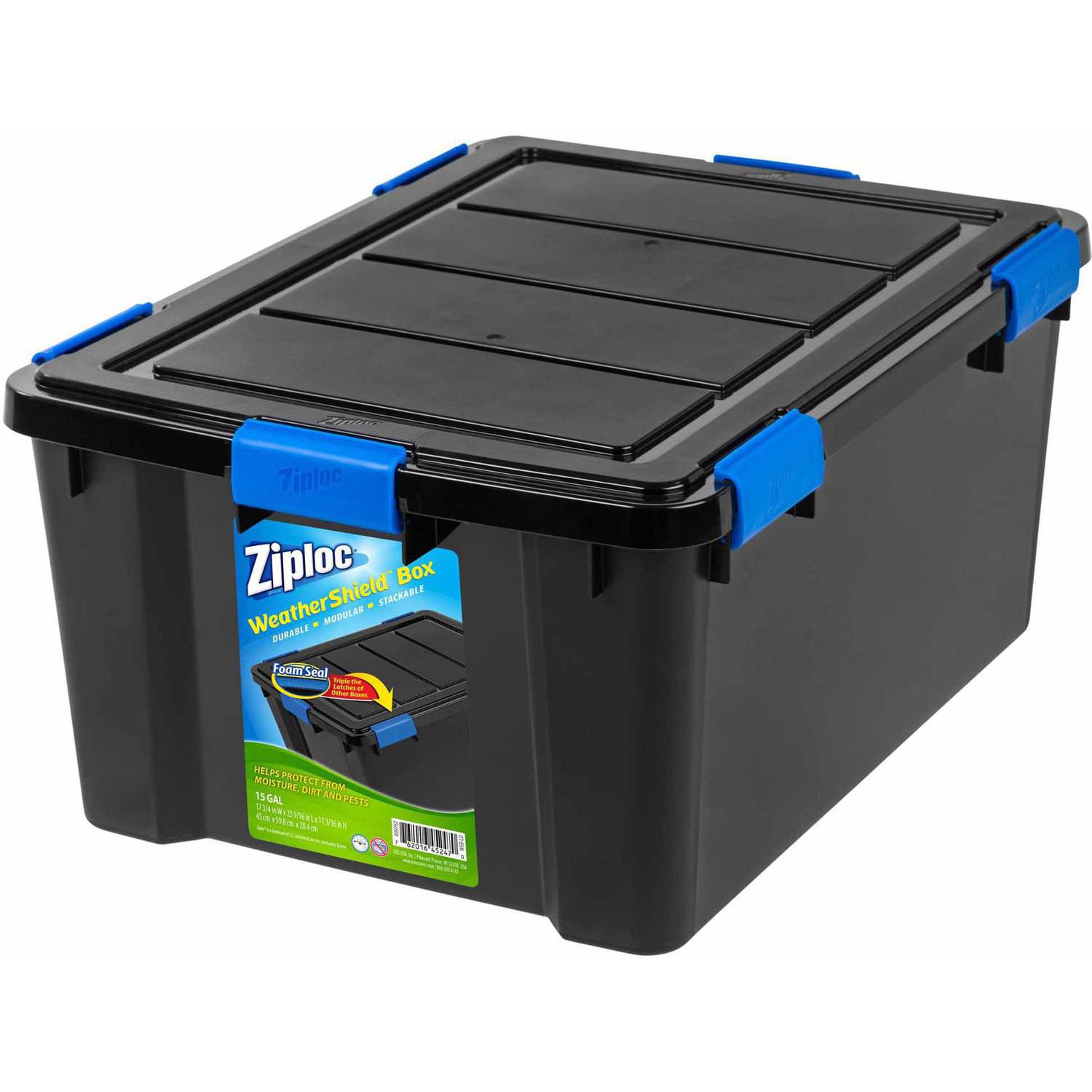 Ziploc 60 Qt Weathershield Storage Box Black 14