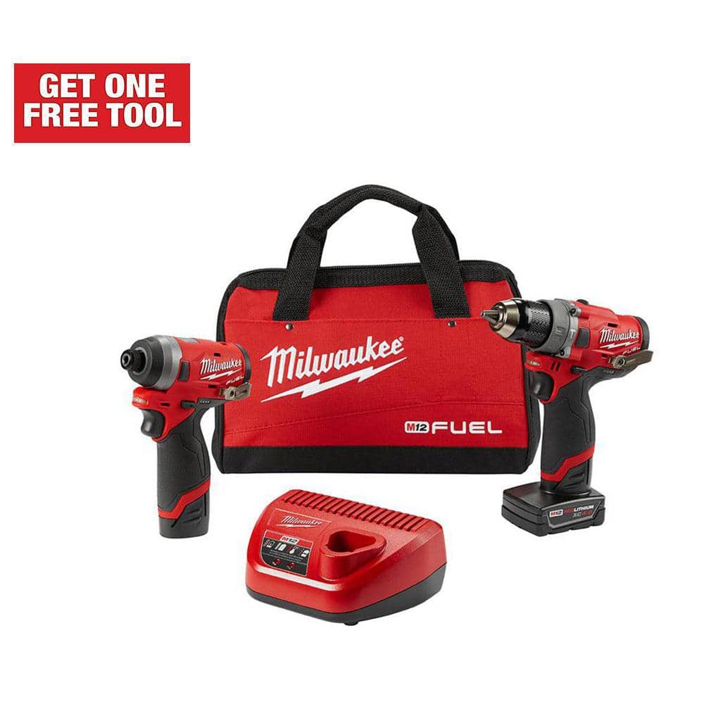 Milwaukee M12 FUEL Brushless Hammer Drill and Impact Driver Combo Kit w/ 2 Batteries Home Depot $138.73