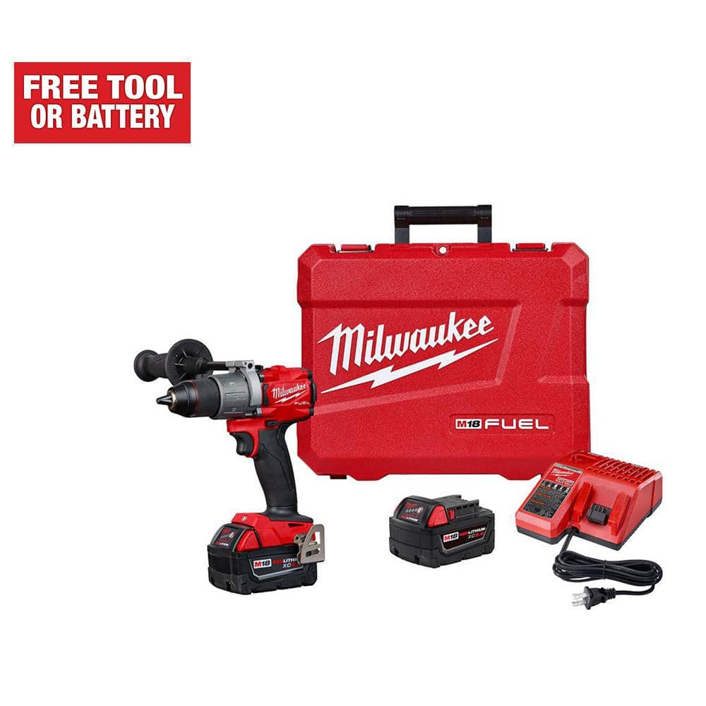 Milwaukee M18 Fuel 18v Brushless Hammer Drill w/ 2 x 5.0Ah Batteries, Charger, Hard Case $173.11 Home Depot Hack