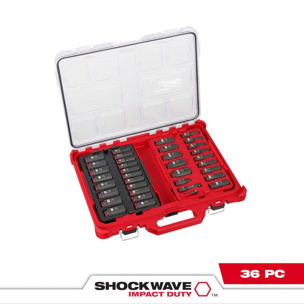 Milwaukee Shockwave 3/8 in. Drive Metric / SAE Packout Deep Impact Socket Set 36-piece Home Depot Hack $103.84