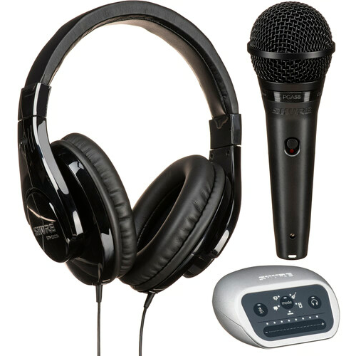 Shure Digital Recording Bundle Dynamic Microphone; Audio Interface; Headphones; Cables; PC/Mac