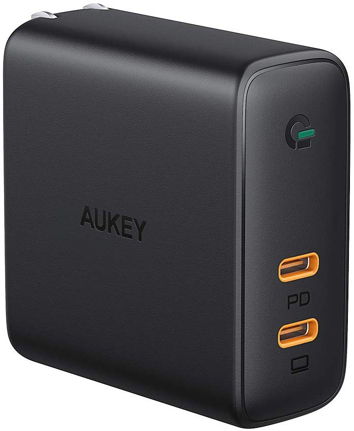 AUKEY USB C PD Charger 2 Port, 63W PD 3.0 with Dynamic Detect WITH GaN Power Tech $29.96