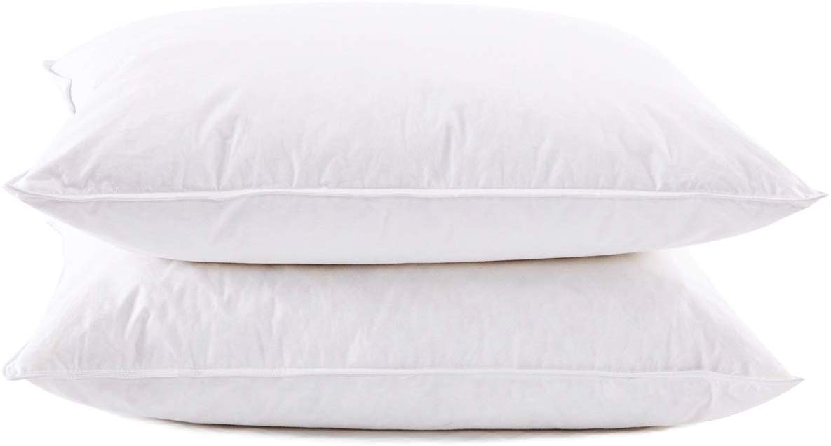 Set Of 2 Natural Goose Down Feather White Pillow Inserts 100