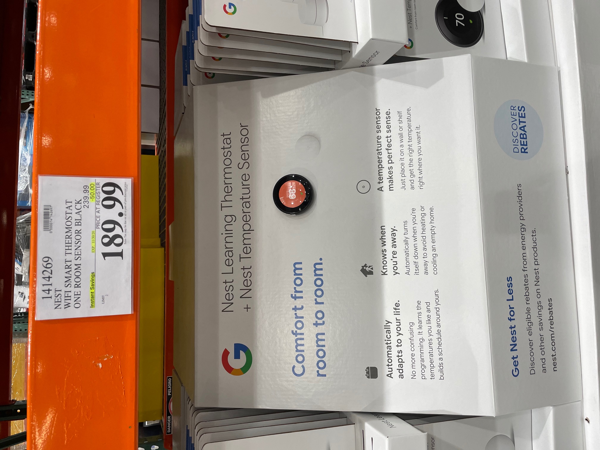 Costco: In-store: Google Nest Learning Thermostat with Nest Temperature Sensor - $189 YMMV $189.99