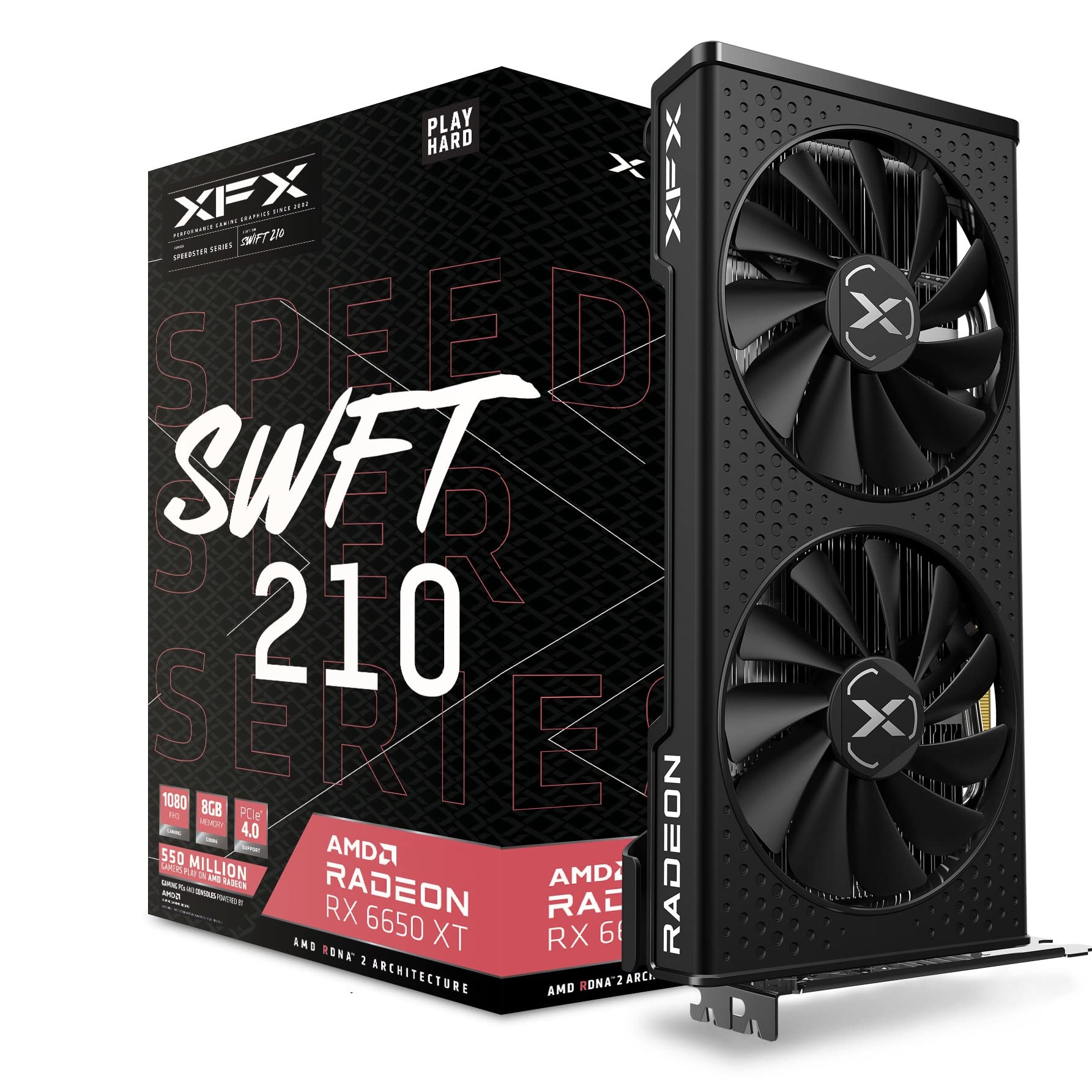 XFX Speedster SWFT210 Radeon RX 6650XT CORE Gaming Graphics Card with 8GB GDDR6 HDMI 3xDP, AMD RDNA 2 RX-665X8DFDY $220