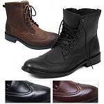 Delli Aldo Men's Wingtip High-Ankle Boots with Lace and Zipper Closure in Dress or Rugged Styles! $39.99 f/s