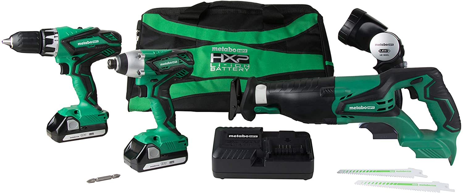 Hpt Formerly Hitachi 18v Cordless 4 Tool Combo Kit Hammer Drill Impact Driver Reciprocating Saw Led Flashlight And Two 18v Lithium Ion Compact 1 5ah Batteries 169 Slickdeals Net