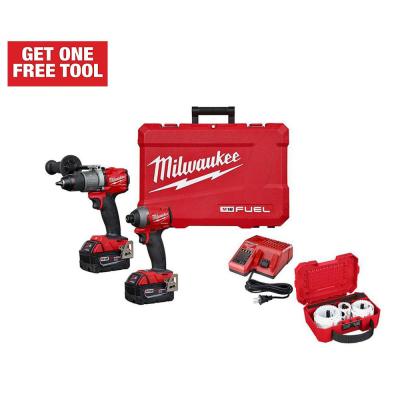 M18 FUEL 18-Volt Lithium-Ion Brushless Cordless Hammer Drill/Impact Driver Combo Kit w/Bi-Metal Hole Saw Set (11-piece) with one free tool. $379.00