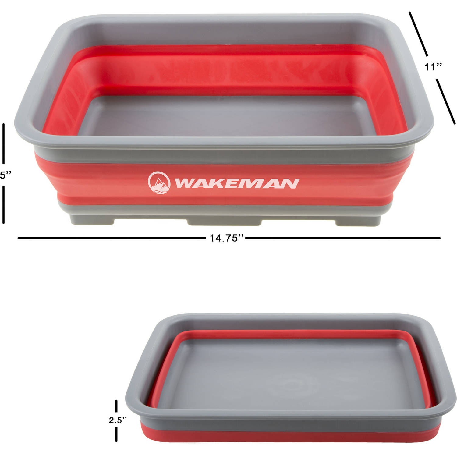 Collapsible Multiuse Wash Bin- Portable Wash Basin/Dish Tub/Ice Bucket with 10 L Capacity for Camping, Tailgating, More by Wakeman Outdoors (Red)  $8.84
